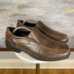 ECCO Shoes Mens Size 9 Brown Leather Slip On Dress Oxford Comfort 6507-33404